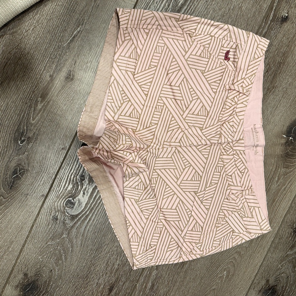 Southern Marsh Pink Geometric Jean Shorts